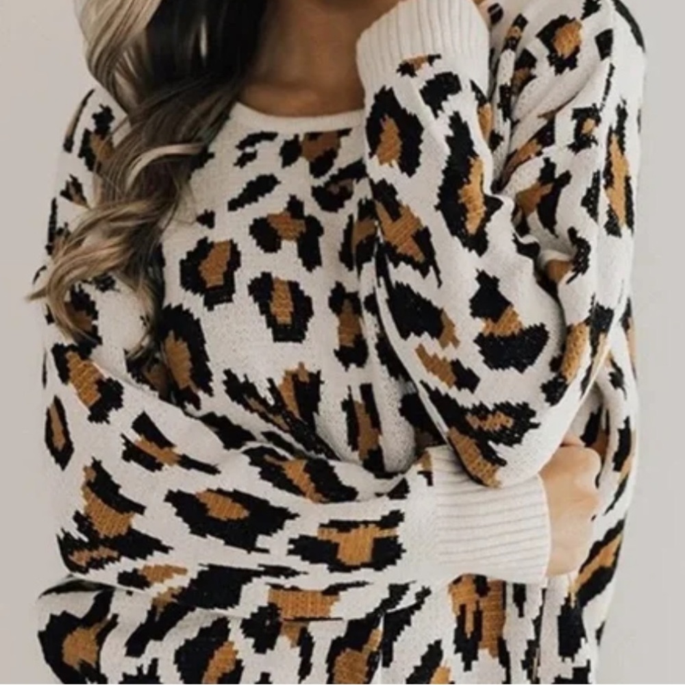Leopard Print Open Back Sweater - Picture 4 of 11
